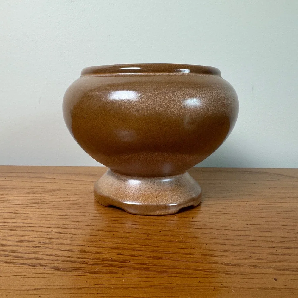 Frankoma Pottery‎ 22A Brown Ceramic Bulbous Vase Planter